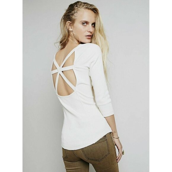 NWT Free People Ivory White Strappy Back Top - Picture 3 of 8